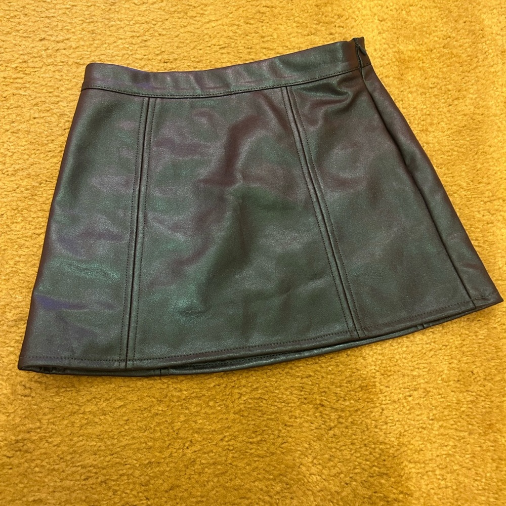 White Tie-Front Top and Blue Metallic Skirt